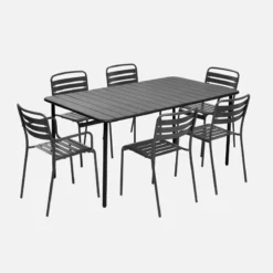 sweeek Set tavolo da giardino in acciaio con 2 poltrone e 4 sedie