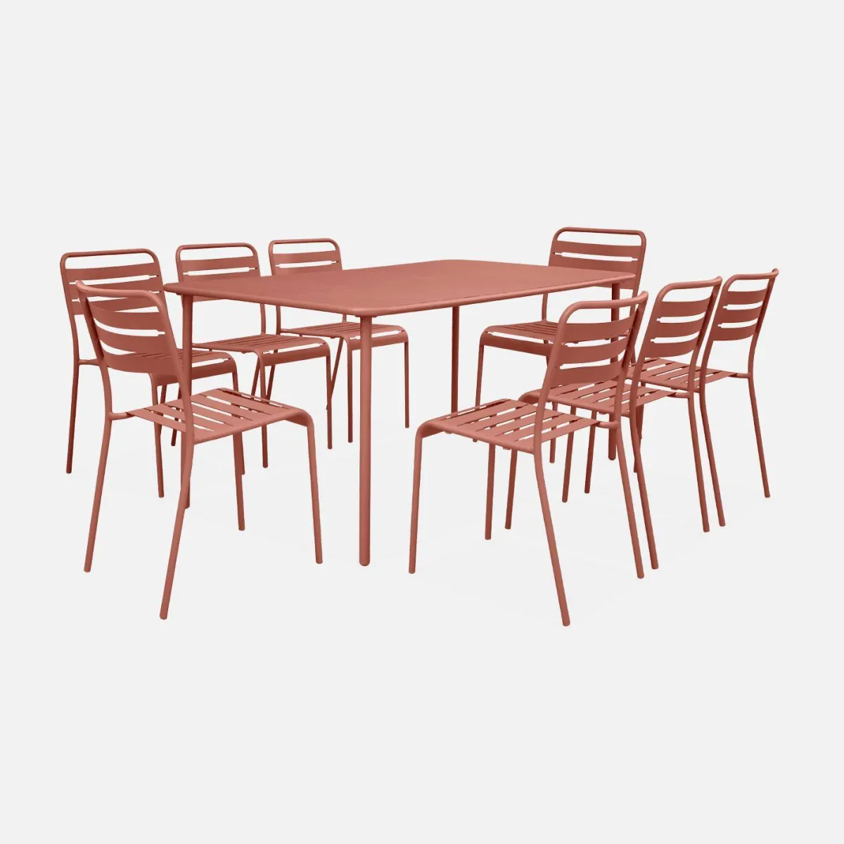 sweeek Set tavolo da giardino in acciaio con 8 sedie, 160cm