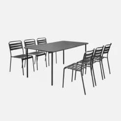 sweeek Set tavolo da giardino in acciaio con 6 sedie, 160cm