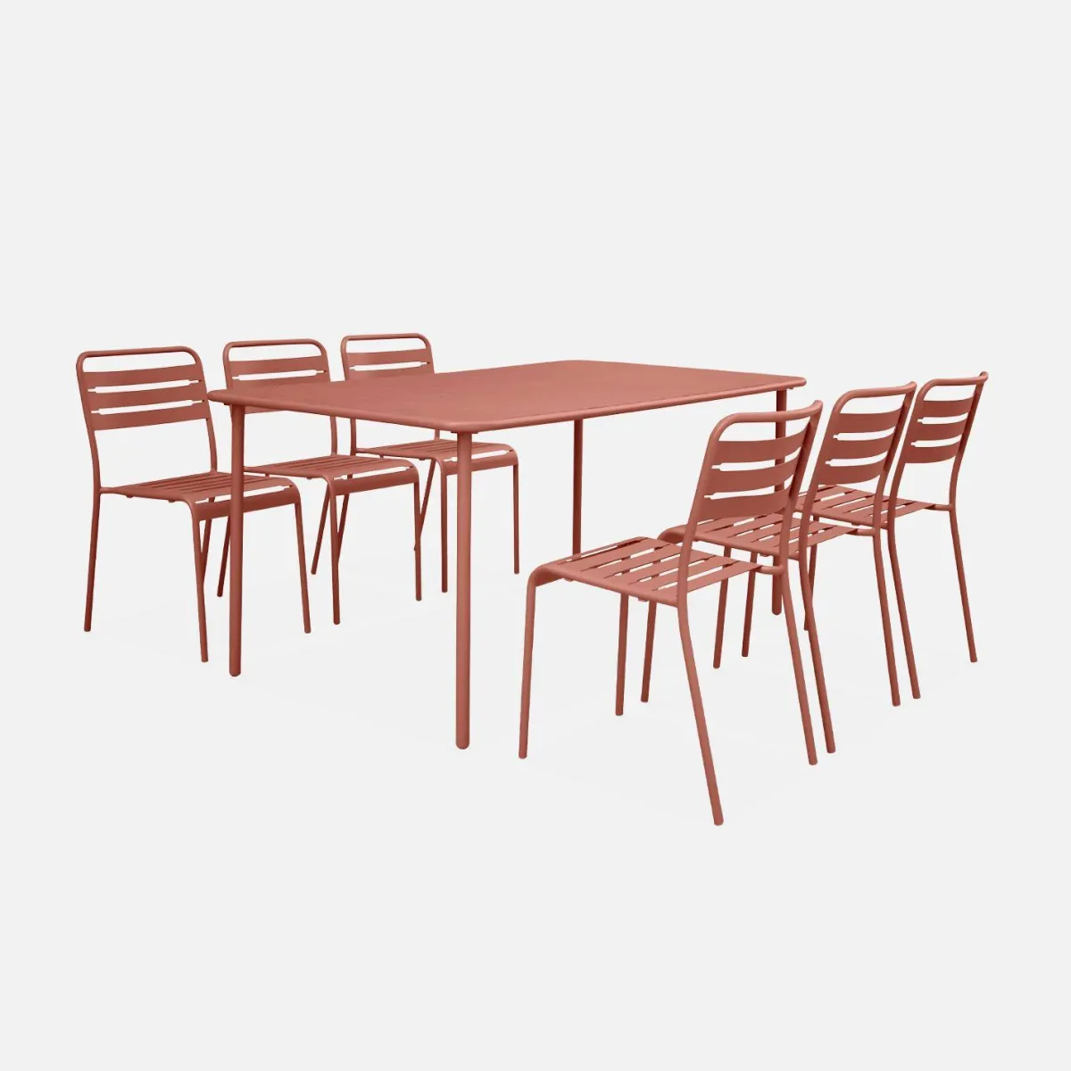 sweeek Set tavolo da giardino in acciaio con 6 sedie, 160cm