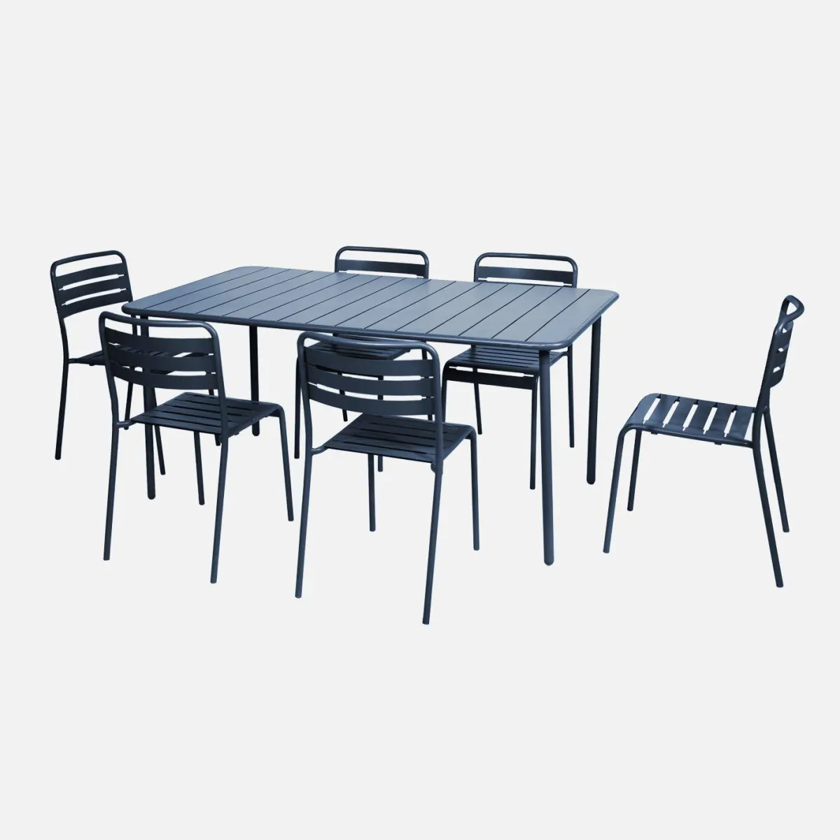 sweeek Set tavolo da giardino in acciaio con 6 sedie, 160cm