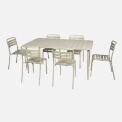 sweeek Set tavolo da giardino in acciaio con 6 sedie, 160cm