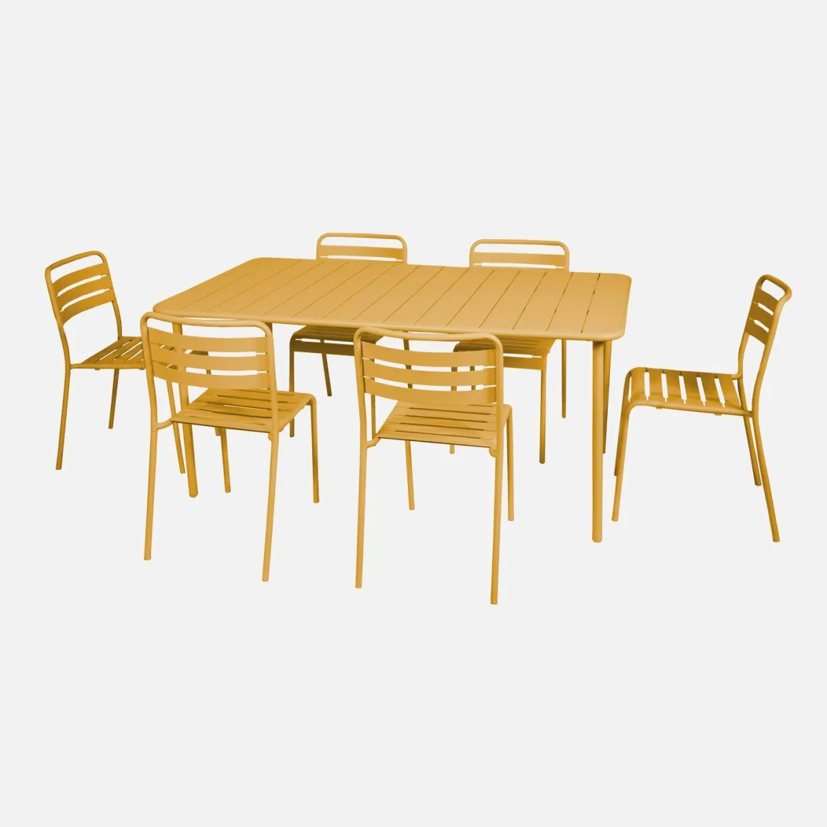 sweeek Set tavolo da giardino in acciaio con 6 sedie, 160cm