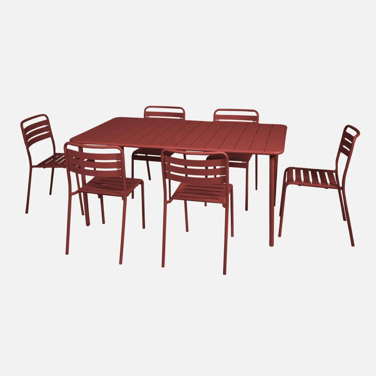 sweeek Set tavolo da giardino in acciaio con 6 sedie, 160cm