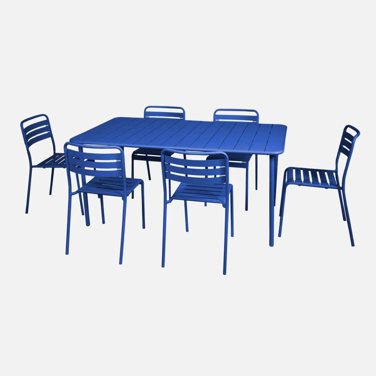 sweeek Set tavolo da giardino in acciaio con 6 sedie, 160cm