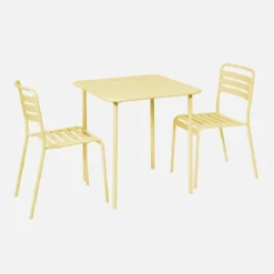 Set tavolo da giardino in acciaio con 2 sedie, 70cm