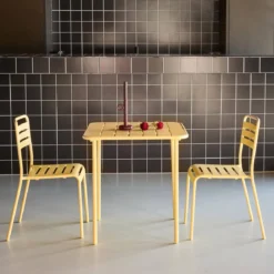 Set tavolo da giardino in acciaio con 2 sedie, 70cm