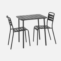 sweeek Set tavolo da giardino in acciaio con 2 sedie, 70cm