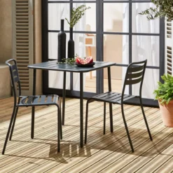 sweeek Set tavolo da giardino in acciaio con 2 sedie, 70cm