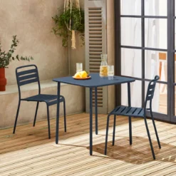 sweeek Set tavolo da giardino in acciaio con 2 sedie, 70cm