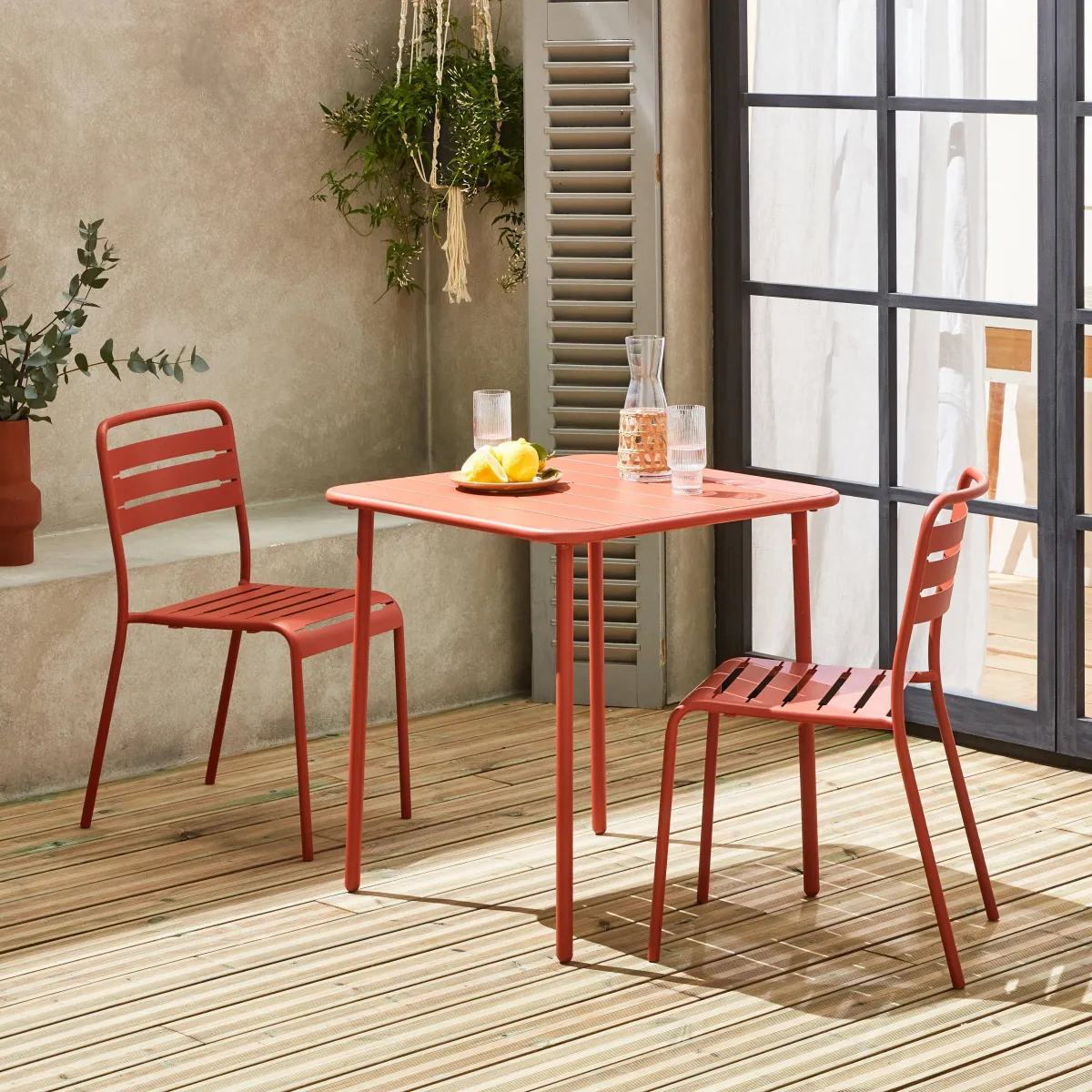 sweeek Set tavolo da giardino in acciaio con 2 sedie, 70cm