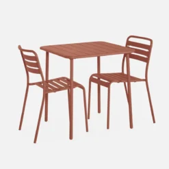 sweeek Set tavolo da giardino in acciaio con 2 sedie, 70cm