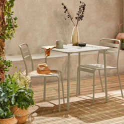 sweeek Set tavolo da giardino in acciaio con 2 sedie, 70cm