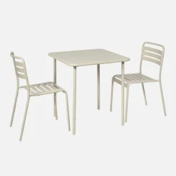 sweeek Set tavolo da giardino in acciaio con 2 sedie, 70cm