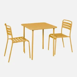 sweeek Set tavolo da giardino in acciaio con 2 sedie, 70cm