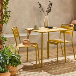 sweeek Set tavolo da giardino in acciaio con 2 sedie, 70cm