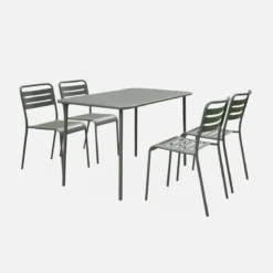sweeek Set tavolo da giardino in acciaio con 4 sedie, 120cm