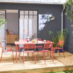 sweeek Set tavolo da giardino in acciaio con 2 poltrone e 4 sedie