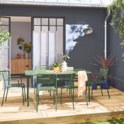 sweeek Set tavolo da giardino in acciaio con 2 poltrone e 4 sedie