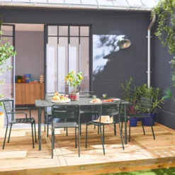 sweeek Set tavolo da giardino in acciaio con 2 poltrone e 4 sedie