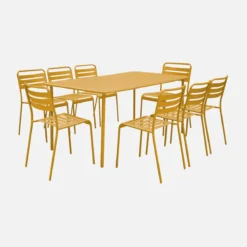 sweeek Set tavolo da giardino in acciaio con 8 sedie, 160cm