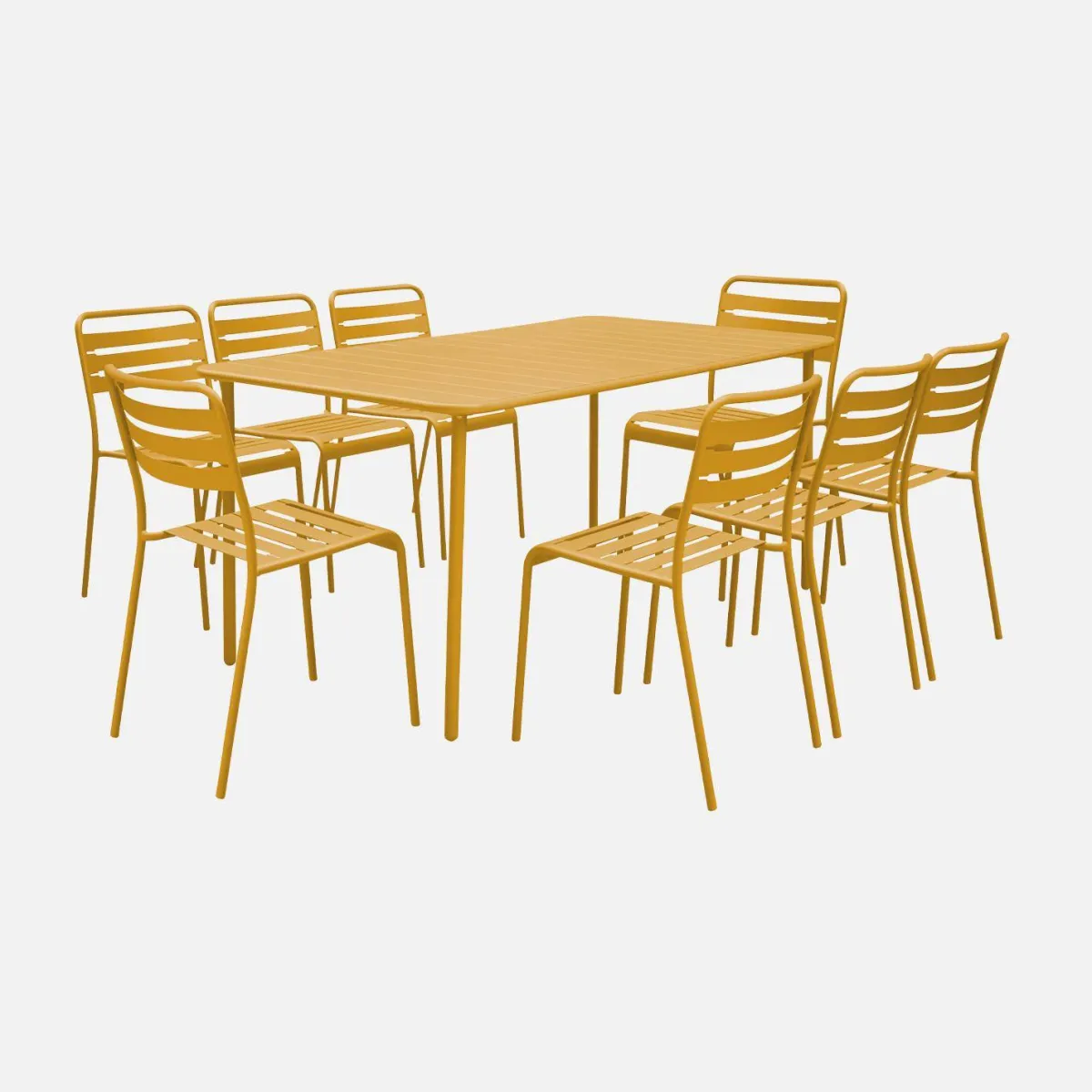 sweeek Set tavolo da giardino in acciaio con 8 sedie, 160cm