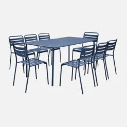 sweeek Set tavolo da giardino in acciaio con 8 sedie, 160cm