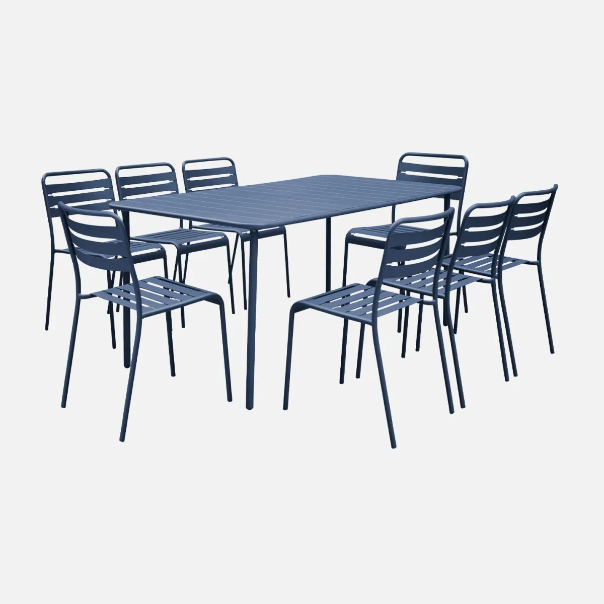 sweeek Set tavolo da giardino in acciaio con 8 sedie, 160cm