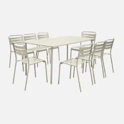 sweeek Set tavolo da giardino in acciaio con 8 sedie, 160cm