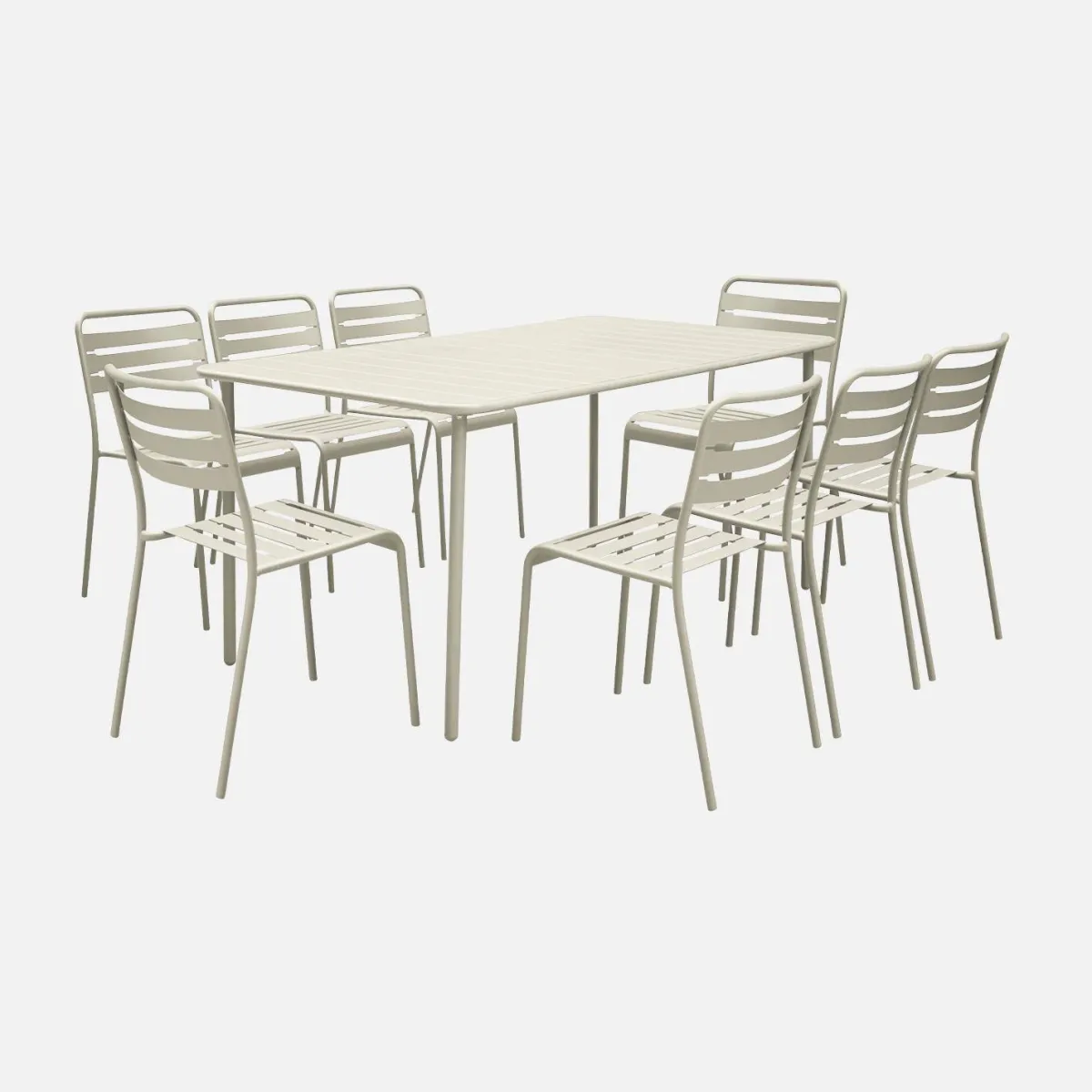 sweeek Set tavolo da giardino in acciaio con 8 sedie, 160cm