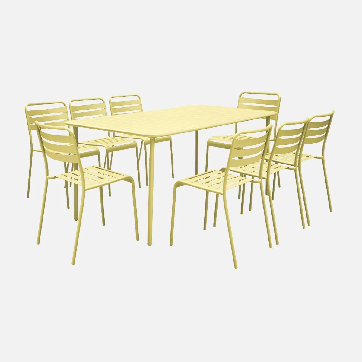 sweeek Set tavolo da giardino in acciaio con 8 sedie, 160cm