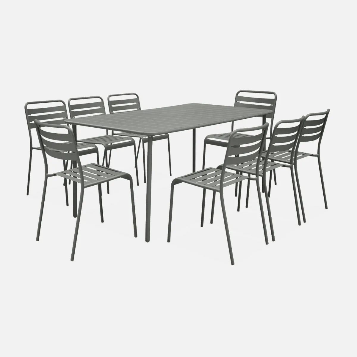 sweeek Set tavolo da giardino in acciaio con 8 sedie, 160cm