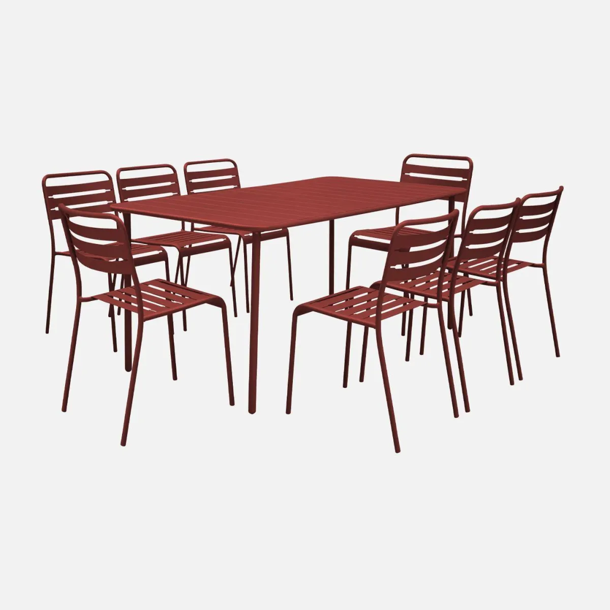 sweeek Set tavolo da giardino in acciaio con 8 sedie, 160cm