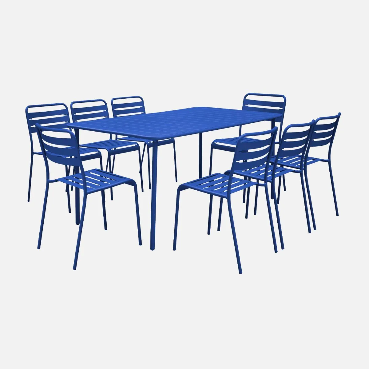 sweeek Set tavolo da giardino in acciaio con 8 sedie, 160cm