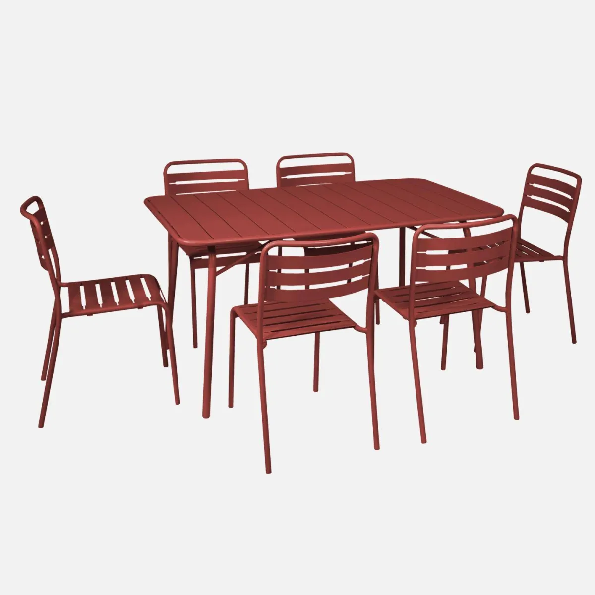 sweeek Set tavolo da giardino in acciaio con 6 sedie, 140cm