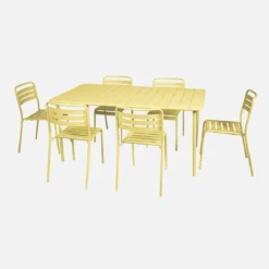 sweeek Set tavolo da giardino in acciaio con 6 sedie, 160cm