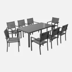 sweeek Set tavolo da giardino in alluminio con 8 sedie