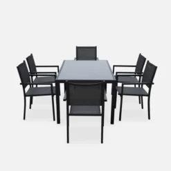 sweeek Set tavolo da giardino in alluminio e textilene con 6 sedie