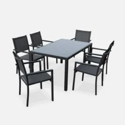sweeek Set tavolo da giardino in alluminio e textilene con 6 sedie