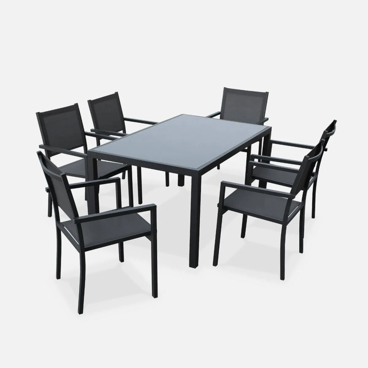 sweeek Set tavolo da giardino in alluminio e textilene con 6 sedie