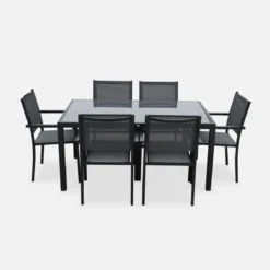 sweeek Set tavolo da giardino in alluminio e textilene con 6 sedie