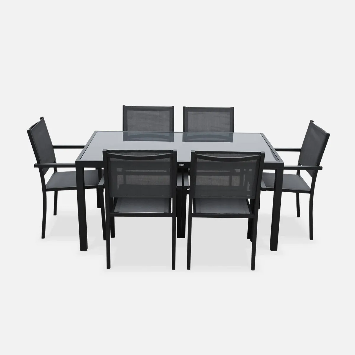 sweeek Set tavolo da giardino in alluminio e textilene con 6 sedie