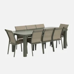 sweeek Set tavolo da giardino in alluminio con 8 sedie