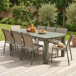 sweeek Set tavolo da giardino in alluminio con 8 sedie
