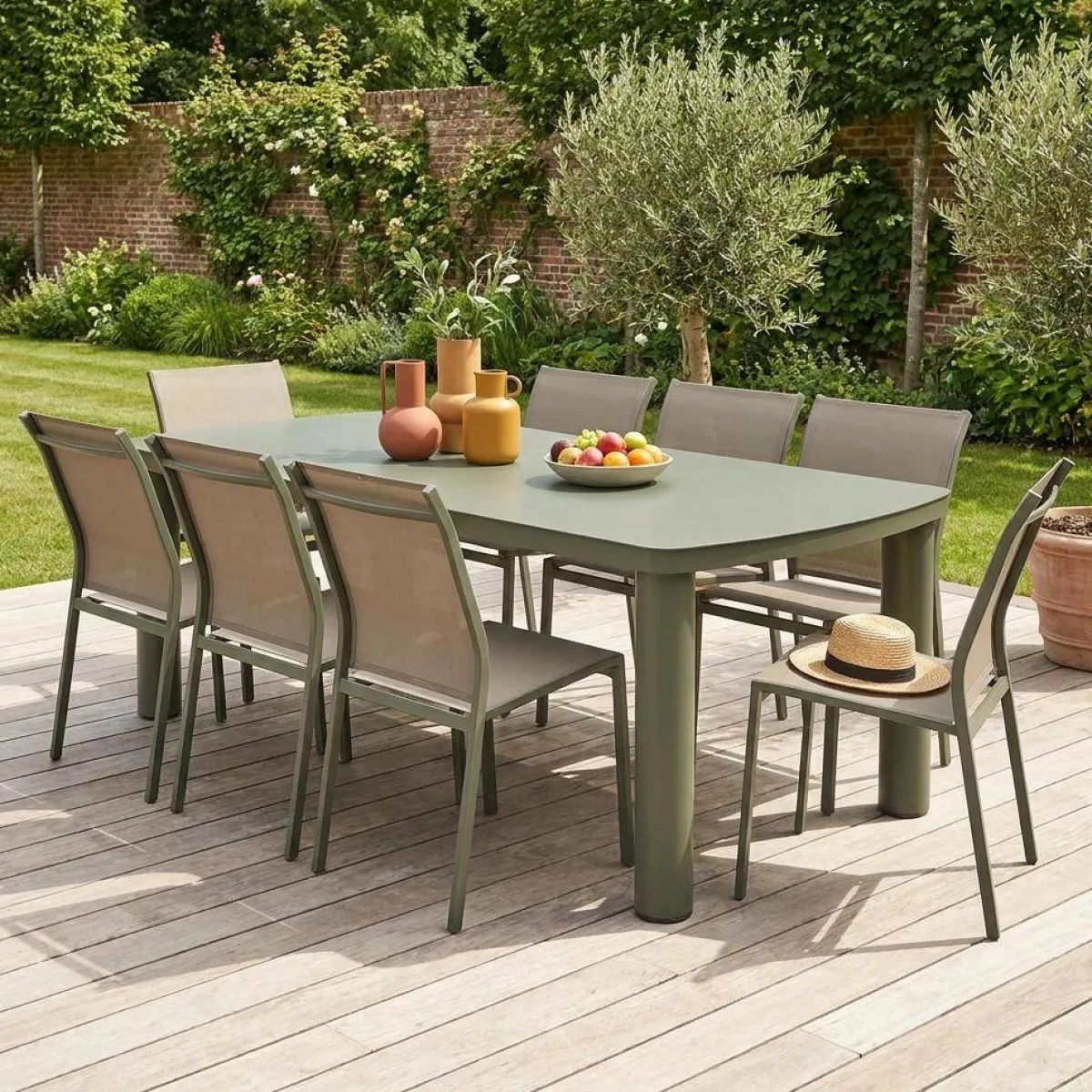 sweeek Set tavolo da giardino in alluminio con 8 sedie