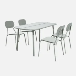 sweeek Set tavolo da giardino in alluminio con 4 sedie