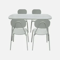 sweeek Set tavolo da giardino in alluminio con 4 sedie