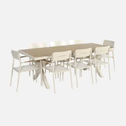 sweeek Set tavolo da giardino in alluminio con 8 sedie