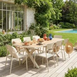 sweeek Set tavolo da giardino in alluminio con 8 sedie