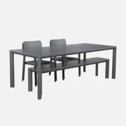 sweeek Set tavolo da giardino in alluminio con 1 panchina e 4 sedie